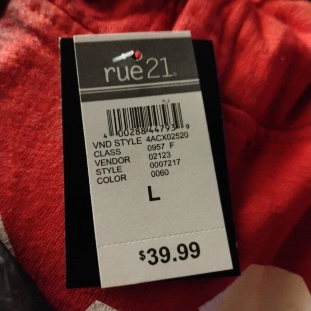 AC/DC Rock Dark/Light Red Split Dye Mens Hoodie Size Large New with Tags - Picture 2 of 3